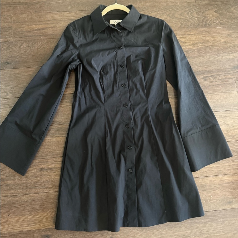 COS Black Button-Front Shirt Dress